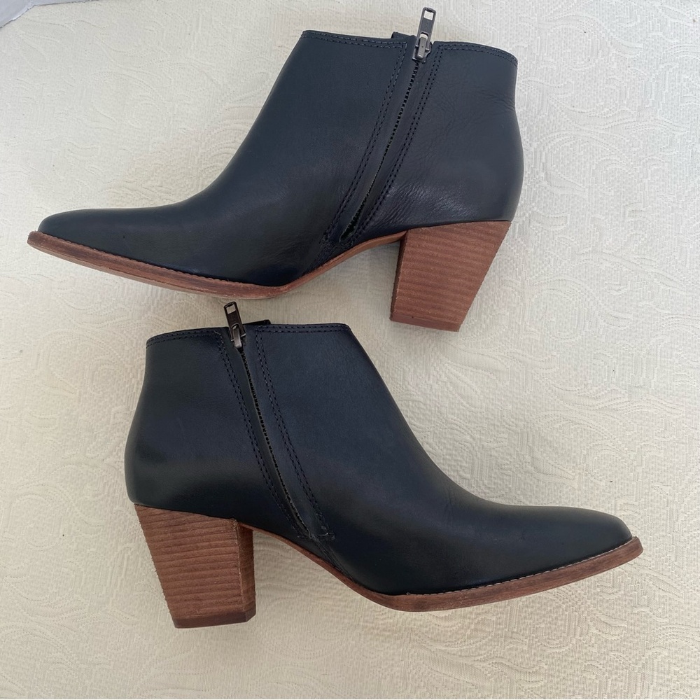 Madewell The Billie Black Leather Ankle Boot Sz 9.5 Excellent preowned condition